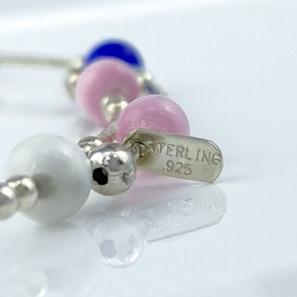 Memory Wire Multicolor Cat's Eye Choker Necklace | Sterling Silver 925 | 15.5" - Picture 4 of 4